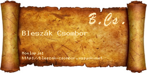 Bleszák Csombor névjegykártya